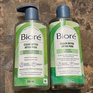 NEW bundle of Biore Clean Detox Gentle Cleanser and Toner